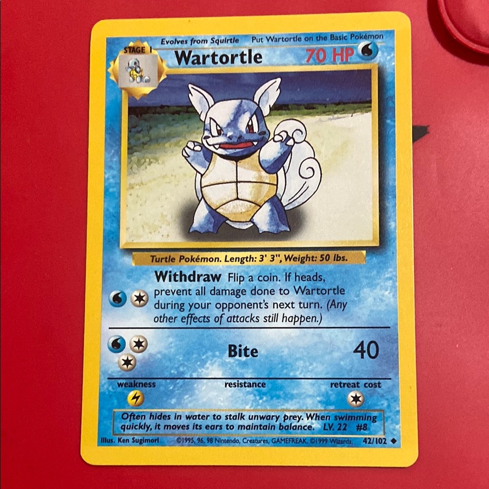 Wartortle Base Set 42/102 Uncommon Unlimited Pokémon Card
